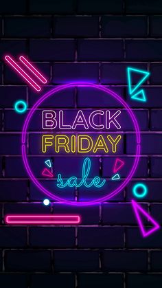 black friday sale neon sign on brick wall