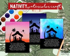 nativity stencraff cards with christmas scene