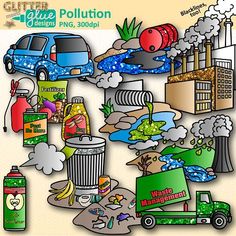 an image of pollution in the air with cars and other things on top of it