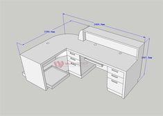 an office desk with two drawers and one drawer on the bottom, measurements for each drawer