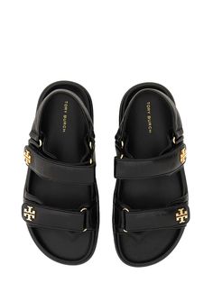 Upper : 100% Ovine Leather; Lining : 100% Ovine Leather; Bottom : 100% Rubber Vietnam | Tory Burch Women's Sandalo kira in Black | SS24 Luxury Trendy Sandals With Round Toe, Luxury Designer Sandals For Summer, Tory Burch Heel Sandals, Luxury Sandals With Tang Buckle And Round Toe, Bvlgari Sandals, Tory Burch Sandals Outfit, Tory Burch Slippers, Sandals Outfit, Tory Burch Sandals