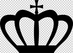 a crown with a cross on it, black and white clipart transparent background png