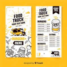 the food truck menu is ready to be eaten