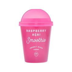 raspberry acai smoothie powdered drink mix in a pink plastic cup