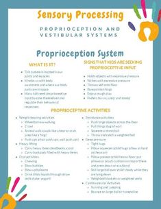 Sensory Processing - Proprioception and Vestibular Activities by Meghan Esarove Daycare Paperwork, Proprioceptive Input, Working With Kids, Sensory Input