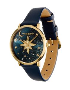 Floral Watches, White Dial Watch, Star Watch, Guiding Light, Into The Night, Leather Strap Watch, Rose Gold Watches, Celestial Jewelry, Watches Unique