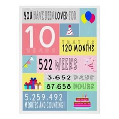 a birthday card with the words you have loved for ten years