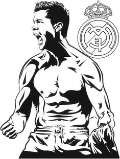 a black and white drawing of a man holding a soccer ball in his right hand