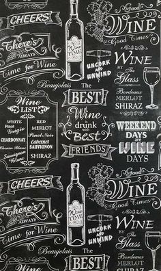 a chalkboard with different types of wine on it