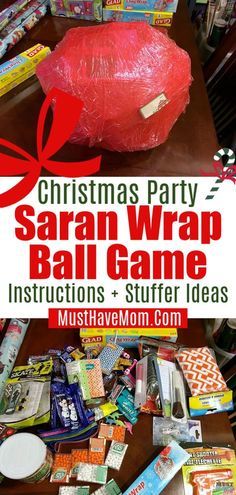 christmas party saran wrap ball game instructions and stuff for the kids to play with