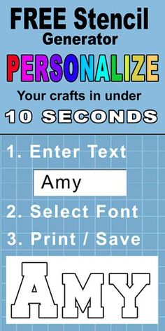 a poster with the text, free stencil generator personalize your crafts in under 10 seconds