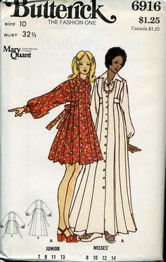 70s Sewing Patterns, 1970s Sewing Patterns, Patron Vintage, 60s And 70s Fashion, Mary Quant, Vintage Dress Patterns, Butterick Pattern, Dress Making Patterns, Vogue Patterns