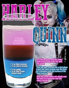 an advertisement for harley's blue curacade cocktail, with the caption harley