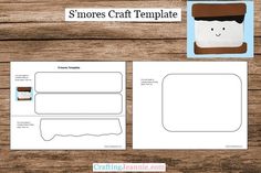 the smores craft template is displayed on a wooden table