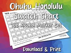 the ohuhu hoholuu swach chart is shown on top of two sheets