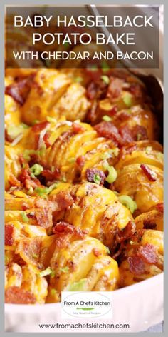 baby hasselback potato bake with cheddar and bacon