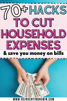 the words, 70 hacks to cut household expenies and save you money on bills