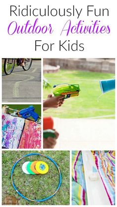 These are such fun outdoor games for kids this spring and summer! Perfect fun for preschoolers and the whole family! Diy Outdoor Activities, Diy Collage, Activities Outdoor, Kids Backyard, Kid Games, Children's Games, Pin Crafts, Fun Outdoor Games