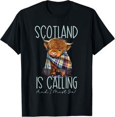 Check out Funny Scotland is Calling and I must Go_ Highland Cow Tee Gift Unisex T-Shirt, the latest item I added on eBay! #eBay #eBaySeller Cow Tshirt, Weekend Wear, How To Make Tshirts, Highland Cow, Unisex T Shirt, Scotland, Collar Styles