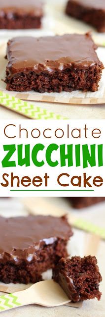 chocolate zucchini sheet cake is cut in half and stacked on top of each other