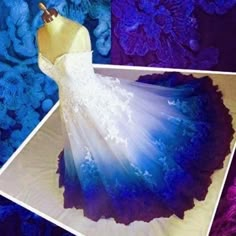 Ombre Prom Dress, Prom Dresses Strapless, Ombre Wedding Dress, Dress With Applique, Prom Dresses Off The Shoulder, Galaxy Wedding, Popular Prom Dresses, Ombre Prom Dresses, White Bridal Dresses