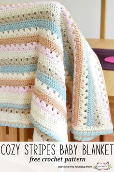 a crocheted blanket sitting on top of a wooden chair