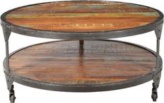 Cornwall Round Iron Frame Coffee Table Lodge Furniture, Ranch Furniture, Cowhide Furniture, Barnwood Furniture, Western Furniture, Coffee Table Farmhouse, Furniture Repair, Cool Coffee Tables, Ottoman Coffee Table