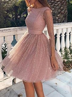 Backless Homecoming Dresses, Sparkly Dresses, Sparkly Shorts, Long Sleeve Homecoming Dresses, Pink Homecoming Dress, 파티 드레스, Homecoming Dresses Long, Graduation Dresses, Pink Sparkly