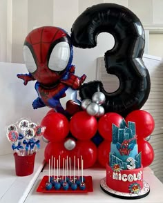 Spiderman 3rd Birthday Party Decorations, Spiderman Birthday Balloons, Spiderman Theme Balloon Decoration, Spiderman Birthday Backdrop, Spider-man Fourth Birthday, 3rd Birthday Boys, Spiderman Birthday Cake, Spiderman Birthday Party, Spiderman Party