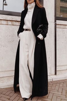 Black And White Outfit, Gaun Fashion, Coat Outfits, Trend Fashion, 2000s Fashion, White Pants