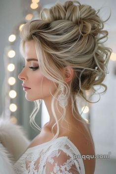 High Messy Updo Wedding, Winter Bridal Hairstyles, Low Bun Hairstyles Wedding Indian, High Messy Bun Wedding Hair, Diy Bridal Hair, Right Wedding Dress, Sunkissed Hair Brunette, Forks And Knives, Bridal Bun