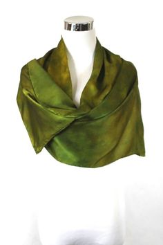 Hand dyed 12mm satin silk, 14"x72" Light green abstract satin scarf, this elegant scarf is one of kind and ready to ship.These are a medium weight silk with a great drape and flow. Silky with an extremely smooth shiny top surface, this is what many people think of when they think "silk". Nice when you want something more luxurious and less sheer. The lustrous satin surface is wonderful for painting! They have hand rolled hems with 100% silk threadProduct information:Designer - Mary Jane Davidson Habotai Silk, Elegant Scarves, Satin Scarf, Silk Scarf Painting, Hand Painted Silk Scarf, Green Abstract, Satin Color, Hand Painted Silk, Satin Silk