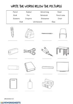 the worksheet for writing words and pictures