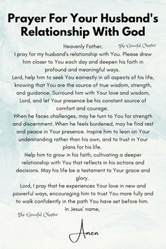 a prayer for your husband's relationship with god