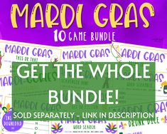 mardi gras game bundle with the words, get the whole bundle and sold separately link in description