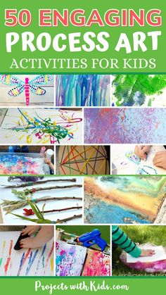 the cover of 50 engaging process art activities for kids