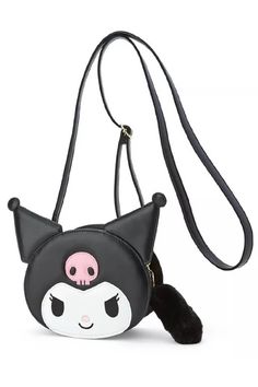 Embrace the adorable and trendy Sanrio Kuromicore style with our Cute Kuromi Face Messenger Bag. This bag features the iconic Kuromi character&apos;s cute face, making it the perfect accessory for Sanrio Aesthetic enthusiasts. Crafted with meticulous attention to detail, this messenger bag is made from high-quality eco leather, ensuring both durability and a luxurious feel. Free shipping in the US and worldwide.Width: 17 cm ( 6,69 inches )The sleek black color adds a touch of elegance to the bag Sling Bag Mini, Hello Kitty Purse, Mini Messenger Bag, Aesthetic Bags, Cartoon Bag, Matching Keychains, Cute Wallets, Kawaii Accessories, Girls Handbags