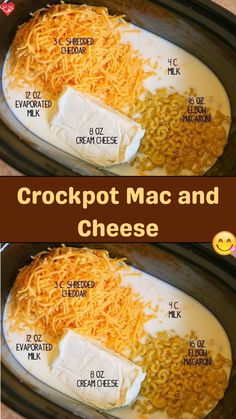 crockpot mac and cheese recipe in the crock pot with instructions to make it