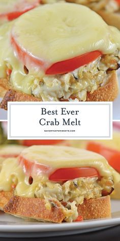 the best ever crab melt sandwich recipe is made with fresh crab meat, mayonnaise and tomatoes