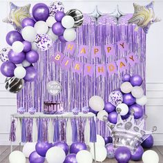 PRICES MAY VARY. 【PURPLE SILVER BIRTHDAY DECORATIONS KIT】 - Do you want a luxurious-look party favor? No one would dislike our purple birthday party decorations set. Best birthday gifts for girls/women/kids or baby. Not only fits for birthday party decorations, but also for anniversary, wedding celebration, baby shower and other special events that you want to decorate. 【BIRTHDAY PARTY DECORATIONS PACK INCLUDES】- A purple happy birthday banner, 2pcs purple tinsel foil fringe curtains backdrop (6 Purple Theme Birthday Party Decoration, Purple Birthday Party Decorations, Purple Balloon Garland, Purple Birthday Decorations, Purple Birthday Card, Birthday Card Background, Purple Party Decorations, Purple Balloon, Purple Birthday Party