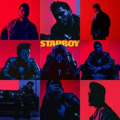 a collage of photos with the words starboy on them and images of men in leather jackets