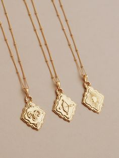 Our Zodiac-inspired pendants are a unique way to wear your sun, moon and rising signs, or layer up all three!  The perfect gift for an astrology lover.  Prefer to pick your favourite design? We haven’t engraved the name or symbol of the zodiac sign on the pendants themselves so whether you're treating yourself or gifti Astrology Accessories, Sun Moon And Rising, Rising Signs, Playful Jewelry, Best Friend Jewelry, Zodiac Necklace, Zodiac Jewelry, Zodiac Necklaces, Wax Casting