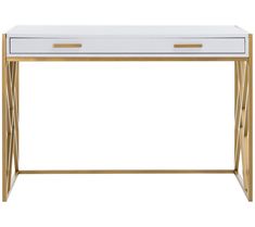 a white and gold desk with two drawers