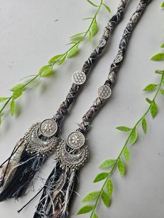 Gothic Bohemian Hair Wrap Extension with Filigree, Leaf and Sacred Geometry Seed of Life Charms. Mix Gray tones Fairy Loc Dread Extension Loop into Dreadlocks or Braid into regular hair Video link with instructions: https://www.instagram.com/reel/CeddwyzIj3I/?igshid=YmMyMTA2M2Y= See my other listings / Etsy Page lionheartdreadlocks.etsy.com  For other 🐆Dreadlock Extensions 🦁Dreadlock and Braid Accessories 🐆Necklaces and Earrings 🦁Crystal Accessories 🐆Hair Wraps  🦁Fairy Locks 🐆Hand Knitted Gothic Bohemian, Bohemian Hair Accessories, Dread Accessories, Gothic Boho, Dreadlock Jewelry, Bohemian Hair, Braid Accessories, Accessories Necklaces, Dread Extensions