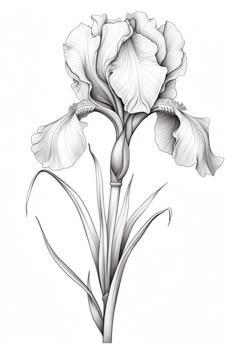 a black and white drawing of a flower