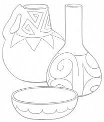 a line drawing of two vases and a bowl