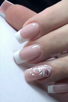 French Coffin Nails, French Coffin, Bridal Nails Designs, Nude Nail Designs, Manicure Gel, Matte Nails Design, French Tip Acrylic Nails, Hi Fashion