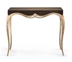 an elegant console table with curved legs