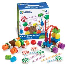 the learning resources candy construction set is in its box