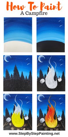 how to paint a campfire step by step painting lesson for kids with pictures and instructions